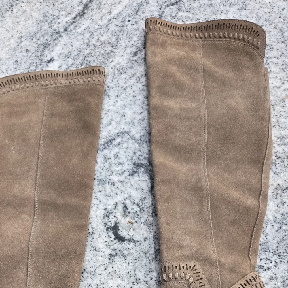 Vince Camuto Madolee Over The Knee Taupe Suede Leather Boots Sz 6